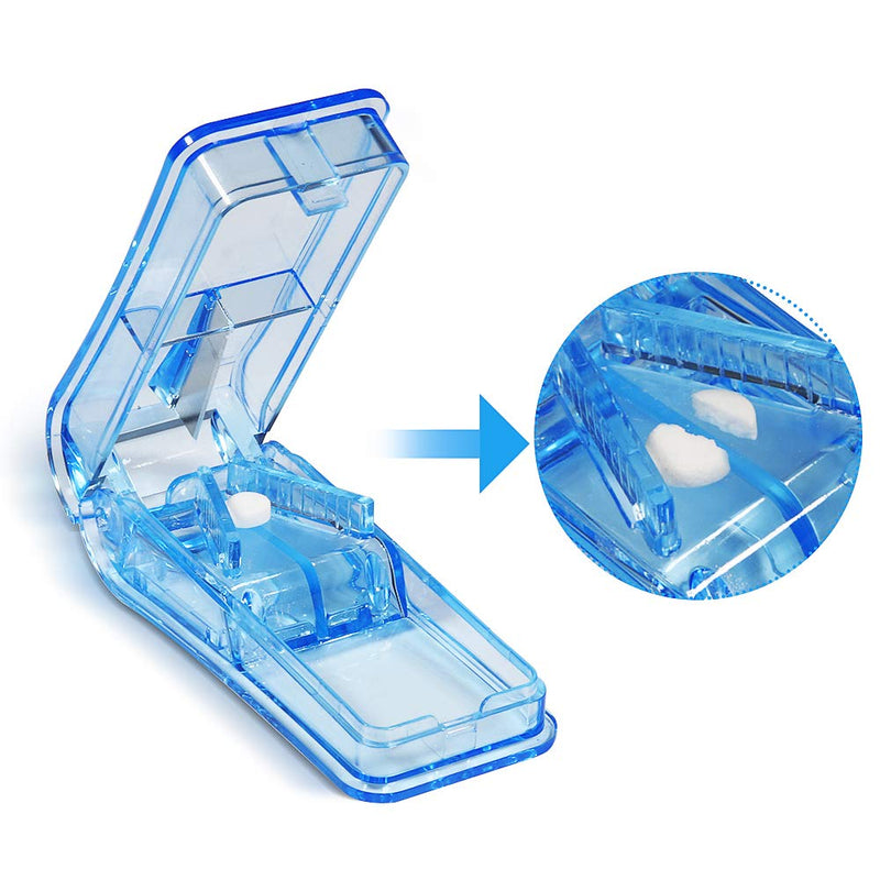 Pill Cutter, Opret Pill Splitter with Blade for Small Pills Large Pills Cut in Half Quarter for Tablet Vitamin Medicine Blue - BeesActive Australia