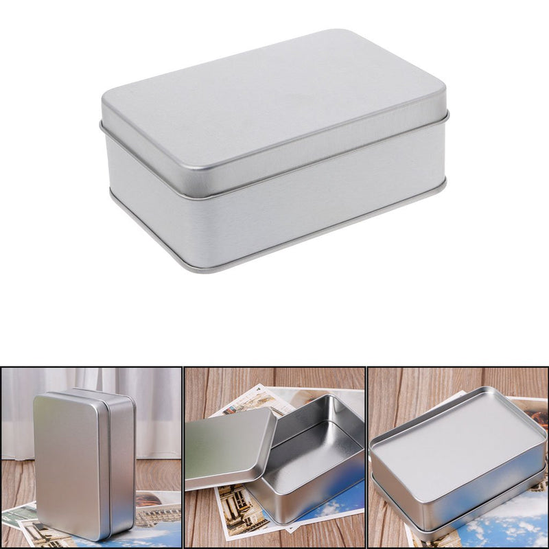 SimpleLife Metal Tin Silver Storage Box Case Organizer/Coin Holder Capsules Container/Candy Key Case (Silver) - BeesActive Australia