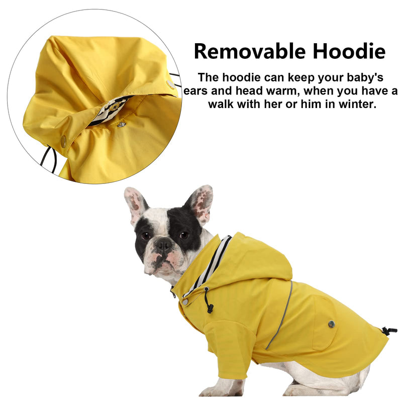 Morezi Dog Zip Up Dog Raincoat with Reflective Buttons, Rain/Water Resistant, Adjustable Drawstring, Removable Hood, Stylish Premium Dog Raincoats - Size XS to XXL Available Medium(Chest: 19"-23") Yellow - BeesActive Australia
