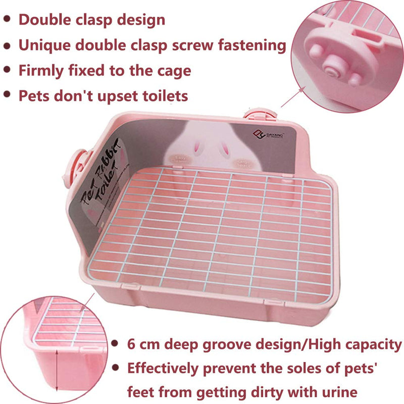 Tfwadmx Rabbit Corner Litter Box Pan with 100 PCS Rabbit Pee Pads Bunny Litter Box with Grate Super Absorbent Cage Liners Pet Toilet Potty Trainer Small Animal Disposable Diapers - BeesActive Australia