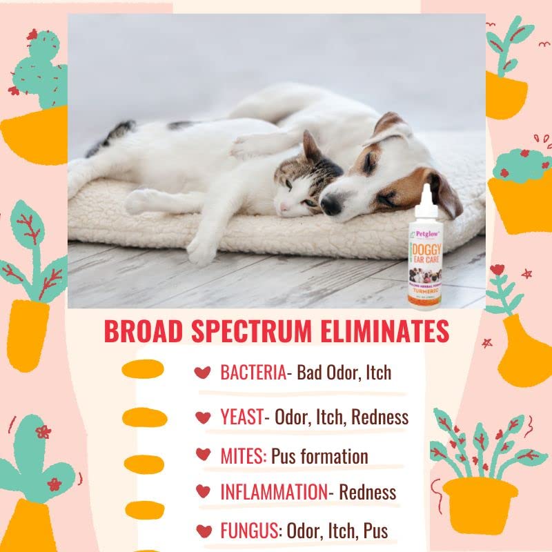 PetGlow Dog Ear Cleaner Infection Treatment. Natural Ear Drops Treat Dog Yeast, Inflammation, Anti-Itch. Stops Chronic Ear Infections. - BeesActive Australia