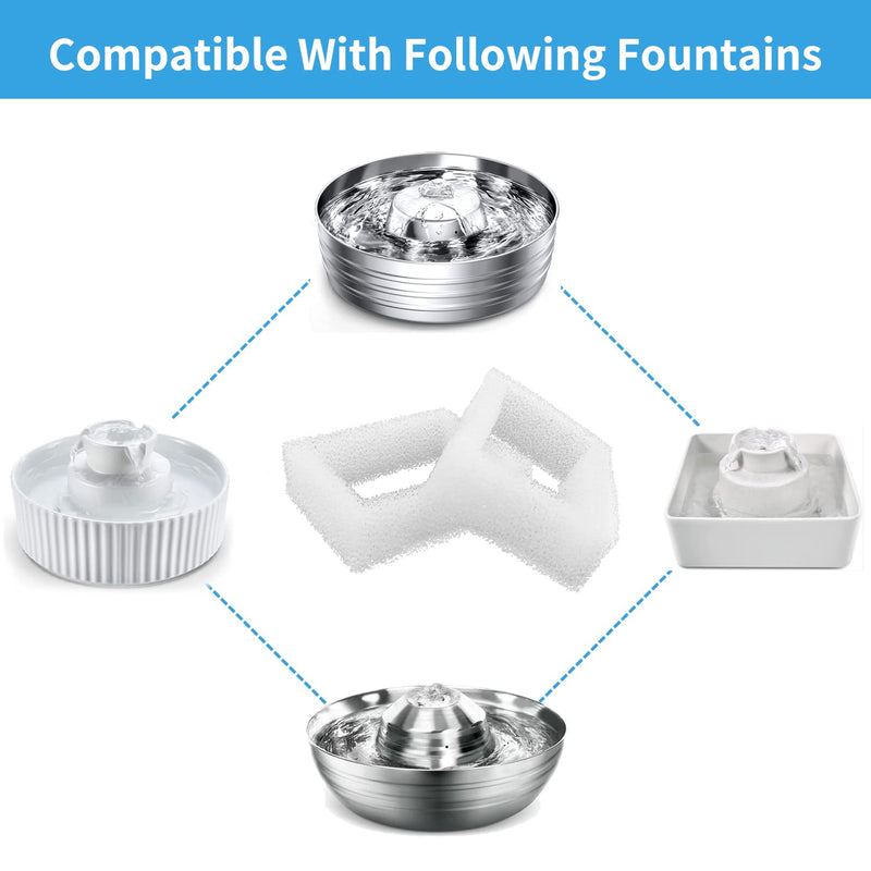 Sponge Foam Filter Replacement for Cup Cake Ceramic Pet Fountain and 2L/67oz Round Stainless Steel Cat Water Fountain, Katlikatqi Pre-Filter Compatible with DR-DC-160 Water Pump (Pack of 12) - BeesActive Australia