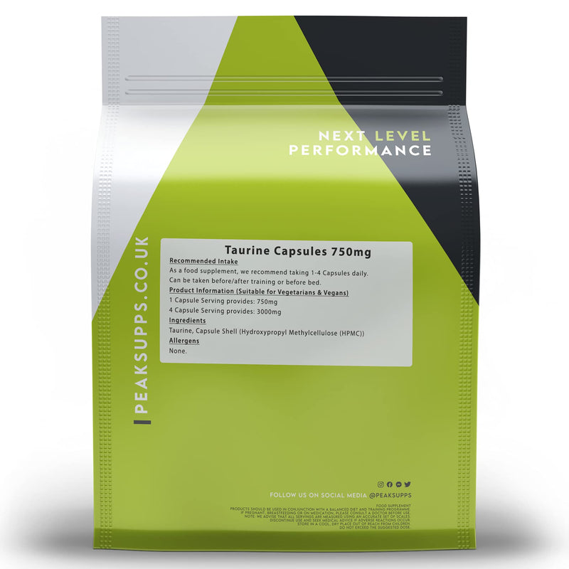 Taurine Capsules 750mg - 180 Pack | Pure No Fillers | Vegan - BeesActive Australia