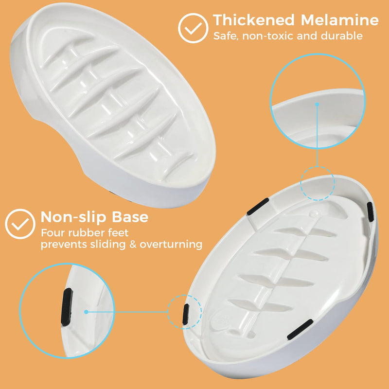MSBC Slow Feeder Bowl, Fishbone Fun Feeder Dish for Cats and Puppies, Anti-Gulping Interactive Cat Food Bowl, Non-Slip Puzzle Pet Bowl for Slow Eating, Melamine Bowl Preventing Choking … White - BeesActive Australia
