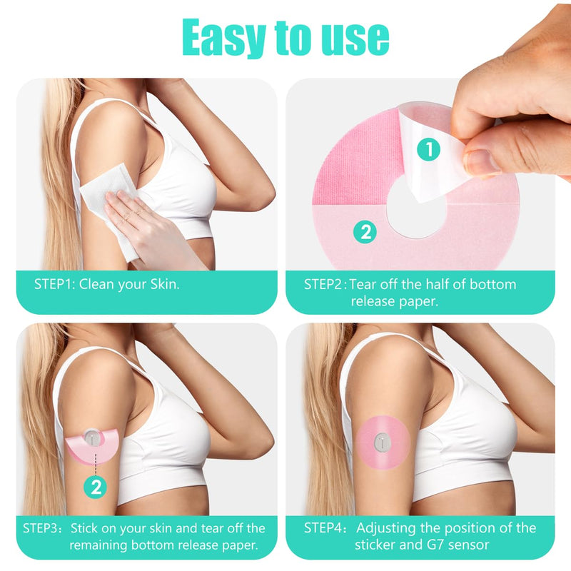 YOUSHARES Dexcom G7 Adhesive Patches(20PCS)- 7-14 Days Long Stay Fixation Monitor Protection, Waterproof Overpatch CGM Stickers for G7,Easy to Use Pre-Cut Adhesive Tape (Pink) 20pcs Pink - BeesActive Australia