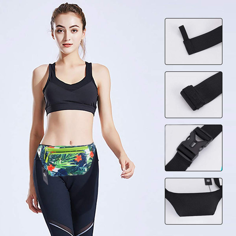 HUA ANGEL Fanny Waist Pack-Running Hiking Cycling Sport Casual Waist Bag Hip Pack Outdoor Travel Crossbody Sling Backpack for Men & Women Green leaf - BeesActive Australia