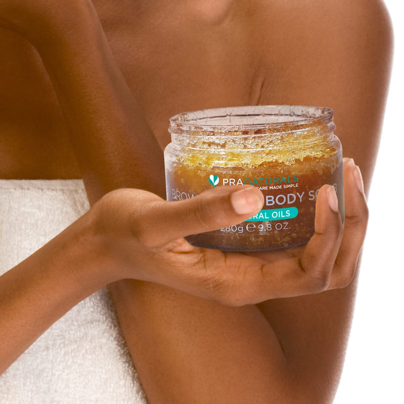 PraNaturals Brown Sugar Body Scrub - Natural Exfoliating Body Scrub - Gently Removes Dead, Dry Skin Cells - 280g - BeesActive Australia