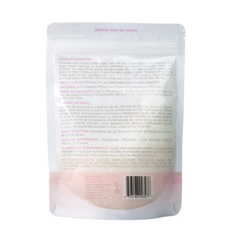 Cake Beauty Milk Made Vegan Body Sugar Scrub- Shea Butter, Candied Oat Milk & Marshmallow Root Extract - Gentle Exfoliating Hand, Leg, Foot & Body Sugar Soap Scrub & Moisturizing Shower Wash for Women - BeesActive Australia