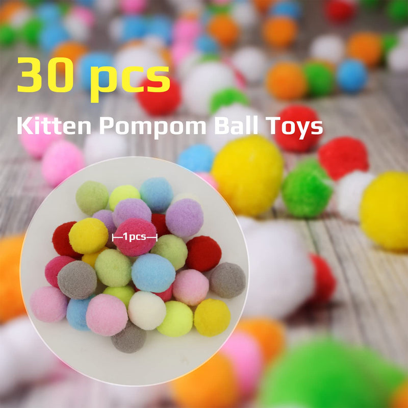 Update 2022 FUPUSUN 30pcs 1“/3cm Cat Toy Balls Soft Kitten Pom Pom Toys for Indoor Cats Interactive Playing Quiet Ball Cats Pom Pom Ball (3CM * 30) - BeesActive Australia