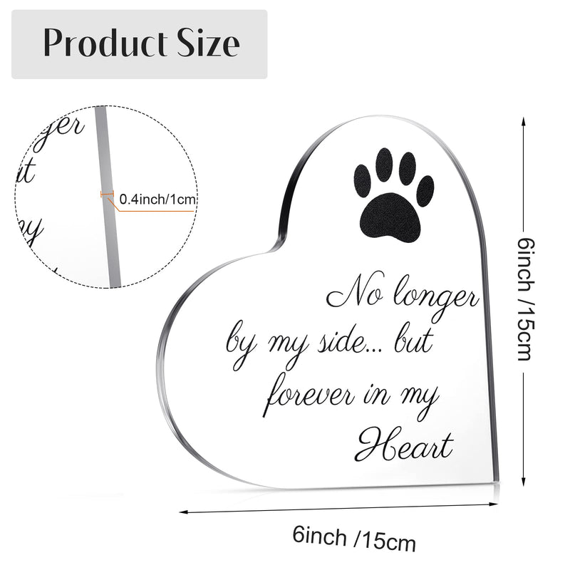 6 x 6 Inch Pet Memorial Gift, Heart Shaped Loss of Dog Sympathy Gift Remembrance, Acrylic Memorial Bereavement Keepsake with Paw Footprint and Sympathy Poem for Loss of Pet, Indoor Decoration - BeesActive Australia