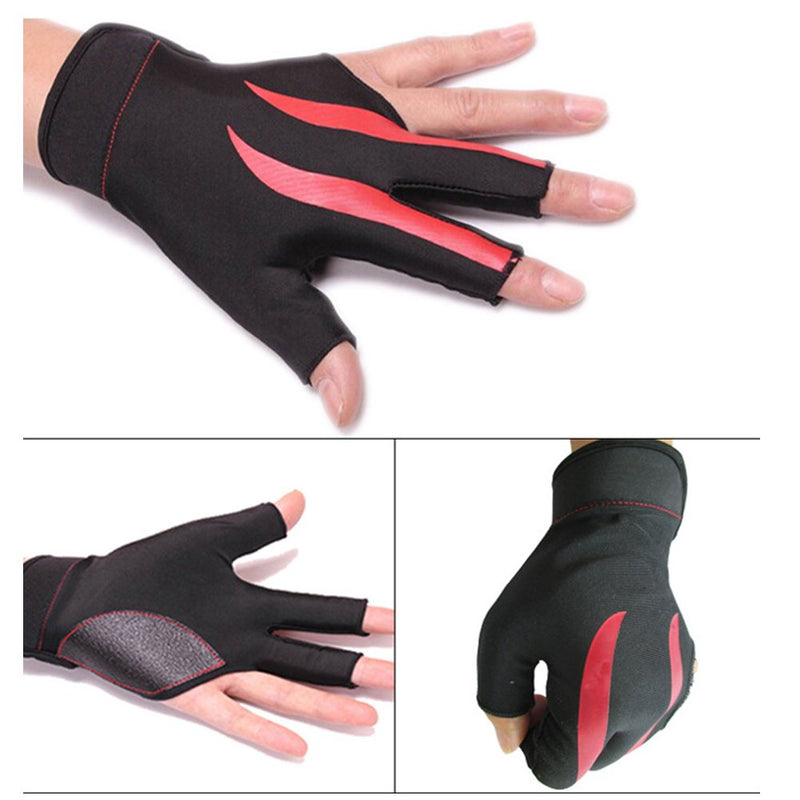 [AUSTRALIA] - Greatstar Billiards Gloves Wear-Resisting 3 Fingers Gloves for Snooker Cue Sport，The First Choice of Billiards Players (Wear on The Left Hand 1PCS) Red 