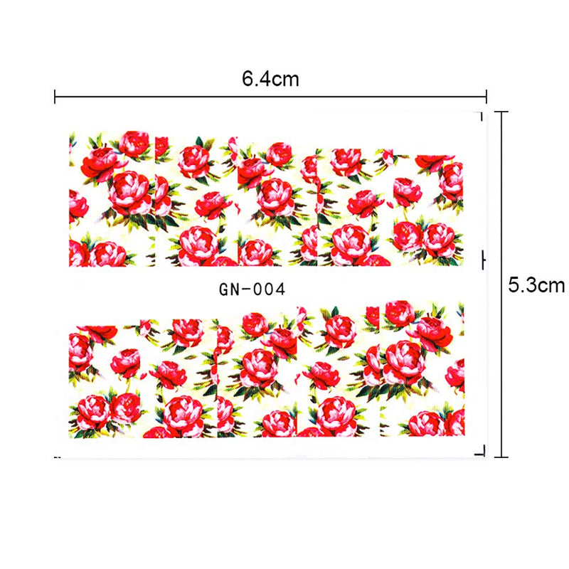 DANNEASY 48 Sheets Floral Nail Water Transfer Decals Full Wraps Nail Stickers Design Manicure Kit for Women with 1Pc Nail File + Wood Cuticle Stick kit 1 - BeesActive Australia