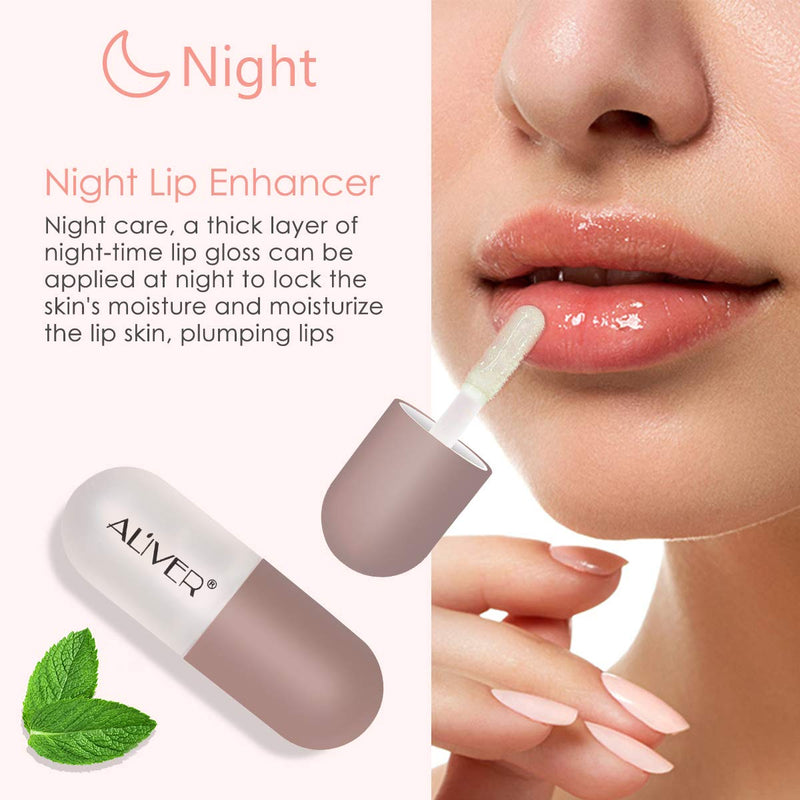 Lip Plumper Gloss- Natural Lip Plumper,Plumper Set Contains Day and Night Lip Gloss -Clear Lip Plump Gloss-Enhancer for Fuller & Hydrated Lips | Give Volume,Moisturize - BeesActive Australia