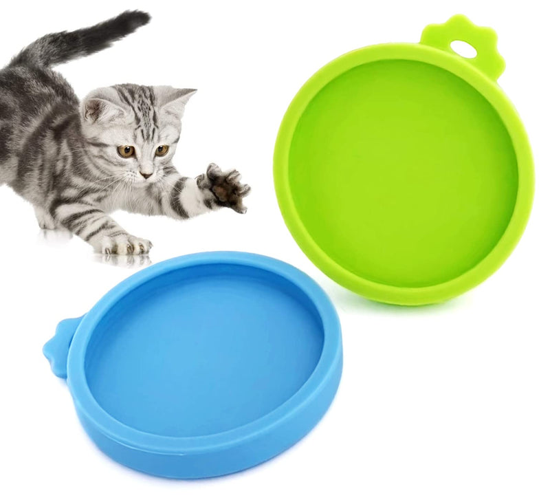 COMTIM Small Size Cat Food Can Lids, 2 Pack Silicone Cat Food Can Lids Covers for Small Cans 3 oz 2.5 oz Blue / Green - BeesActive Australia