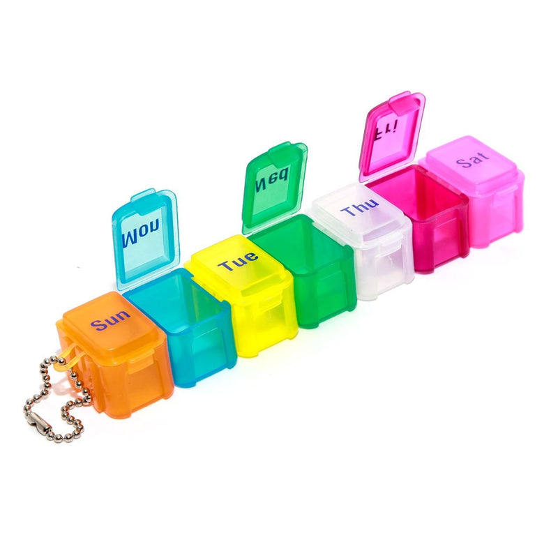 Safe and Sound Small 7 Day Pill Box, Detachable Pocket Sized Compartments, Flip-top Lids, Push-open Catch - BeesActive Australia