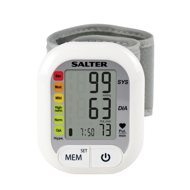 Salter BPW-9101-EU Electric Wrist Blood Pressure Monitor – Automatic Irregular Heart Rate Detector, Compact for Home Use and On the Go, Stores 60 Readings, Traffic Light Style Display, 13-21.5 cm Cuff - BeesActive Australia