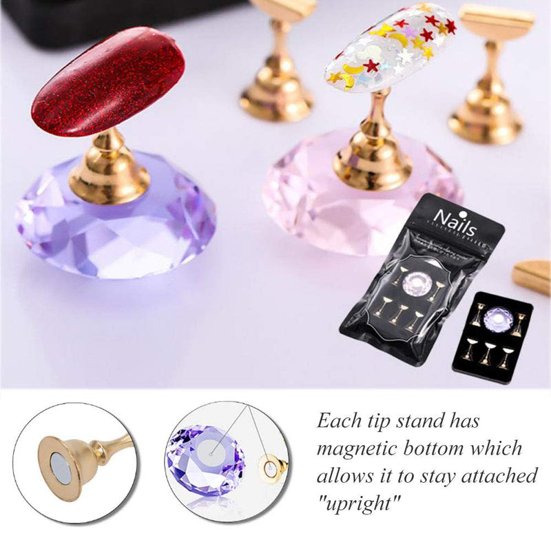 Kalolary 2 Sets Nail Tips Stand Holders with 102Pcs White Reusable Adhesive Putty Clay, Practice Crystal Stand Base Display Tools Set for Nail Art Salon DIY and Practice Manicure - BeesActive Australia