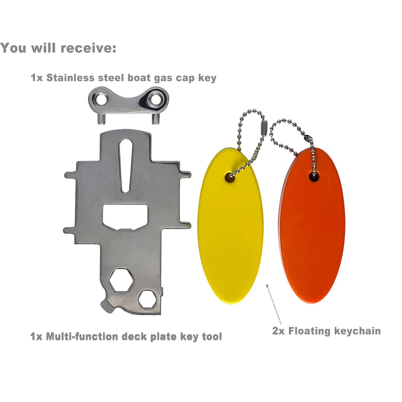 Duthyvea Deck Fill Plate Key Kit for Boat Marine Yacht Water Gas Fuel Diesel Tank Waste Filler Cap Keys Multi-Tool & Floating Keychain - BeesActive Australia