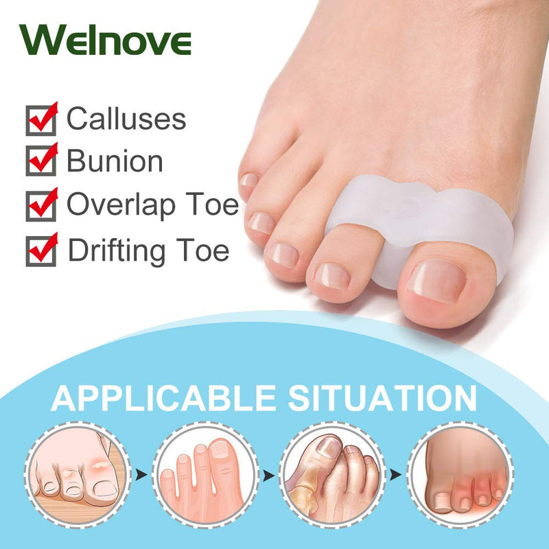 Welnove Pack of 12 Bunion Corrector, Toe Separators with 2 Loops, Big Toe Space Suitable for Bunion and Overlap Toe (White) - BeesActive Australia