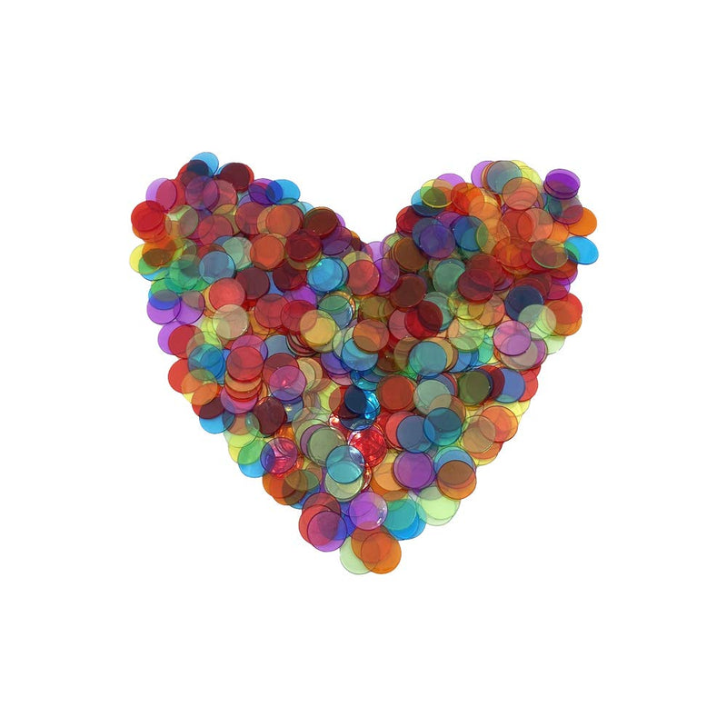 JUNWRROW 500 Pieces 3/4 inch Transparent 6 Color Bingo Counting Chips with Bag - BeesActive Australia