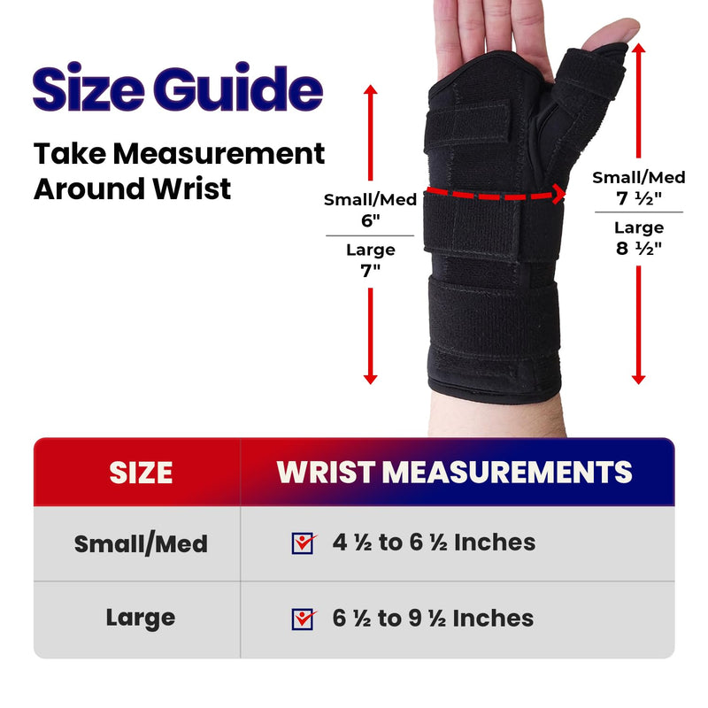 Thumb Spica Splint & Wrist Brace – Both Wrist Splint and Thumb Splint to Support Sprains, Tendinosis, De Quervain's Tenosynovitis, Fractures or Trigger Thumb. Hand Brace for Carpal Tunnel - Right S/M Small/Med - BeesActive Australia