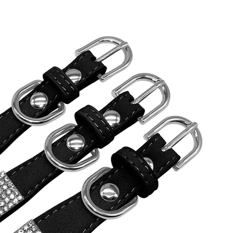 Haoyueer Rhinestone Dog Collar, Cute Dazzling Sparkling Soft Suede Leather Dog Cat Rhinestone Collar Crystal Diamond Pet Dog Puppy Collar S Black - BeesActive Australia