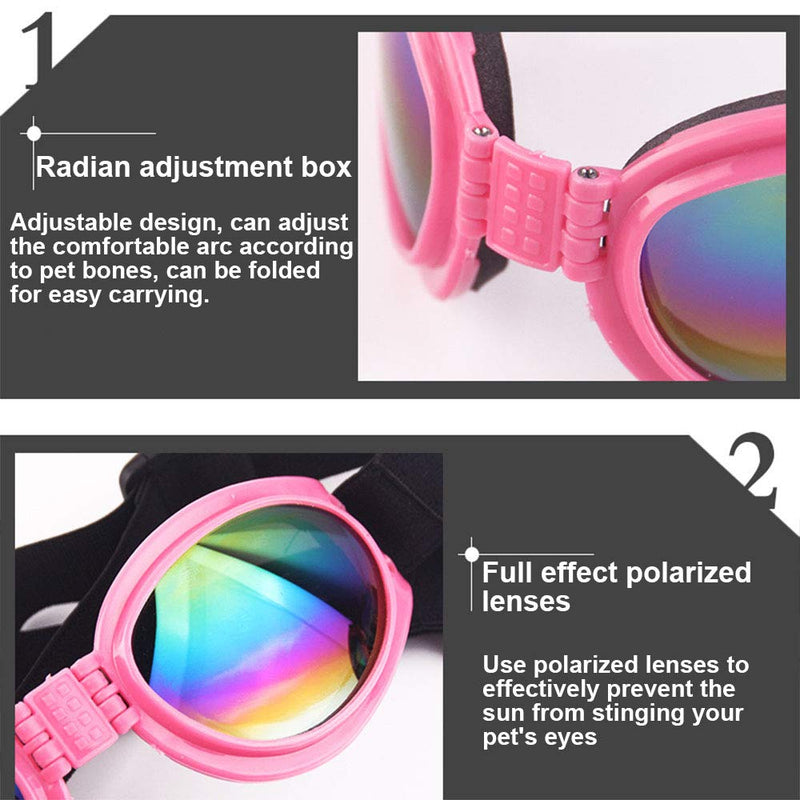 2 Pcs Dog Goggles, Adjustable Strap Dog Goggles Eye wear Protection for Travel Skiing, Black UV Protection Waterproof Sunglasses for Dog Black , Pink - BeesActive Australia