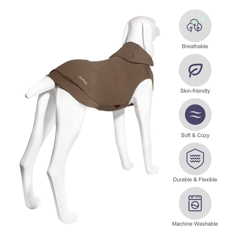 Kickred 2 Pieces Dog Hoodie Sweaters, Spring Dog Vest Sweatshirt with Hat & Pocket & Leash Hole, Basic Pet Clothes Hoodies for Small Medium Large Dogs L Black & Brown/Sleeveless - BeesActive Australia