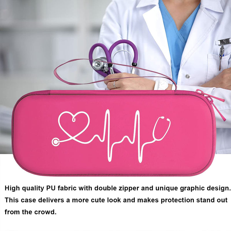 BOVKE Hard Stethoscope Case for 3M Littmann Classic III, MDF Acoustica Lightweight, Lightweight II S.E. Stethoscope,Extra Room for Medical Bandage Scissors EMT Trauma Shear and LED Penlights,Raspberry C_Raspberry - BeesActive Australia