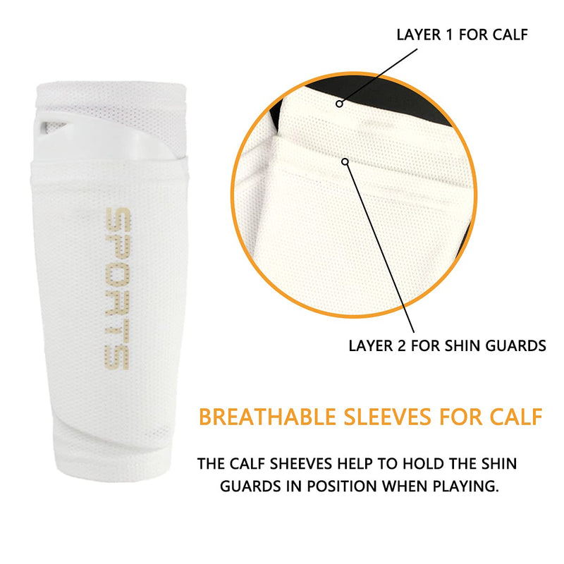 Soccer Shin Guards for Kids Youth, Shin Guard and Shin Guard Sleeves for Boys and Girls for Football Games EVA Cushion Protection Reduce Shocks and Injuries A-White Medium - BeesActive Australia