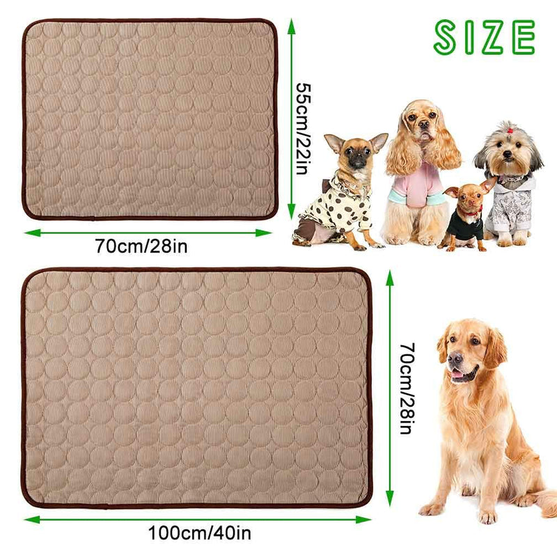 Jaaytct Cooling Mat for Dogs Cats Ice Silk Pet Self Cooling Pad Blanket for Pet Beds/Kennels/Couches /Car Seats/Floors X-Large Brown - BeesActive Australia