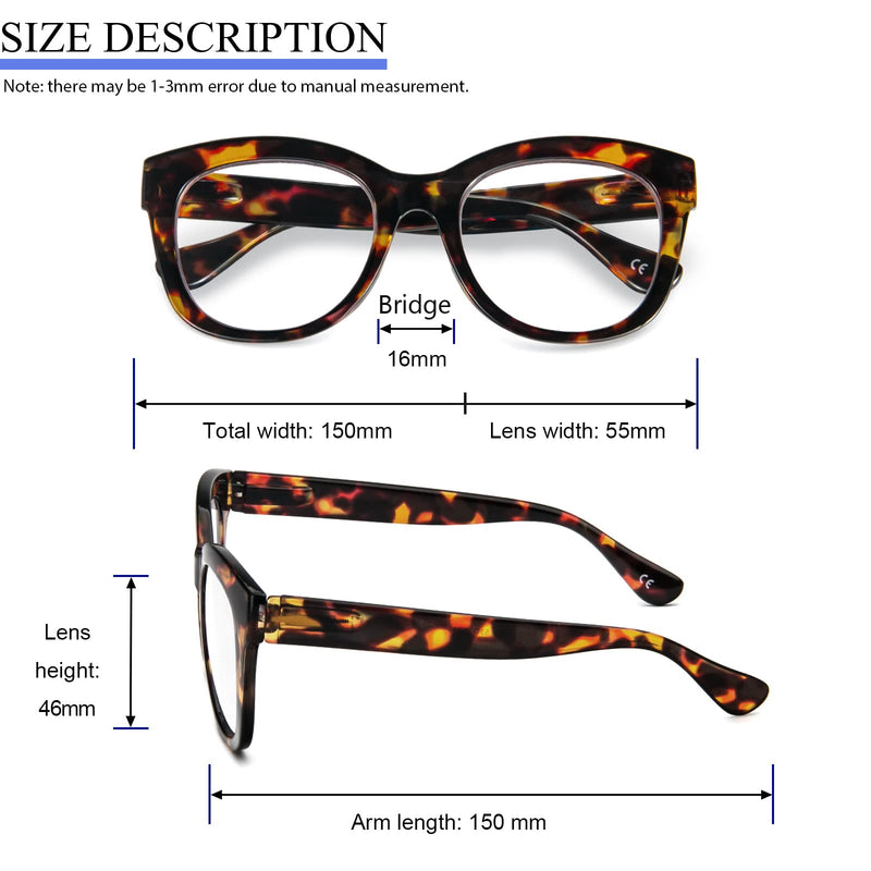 MMOWW Reading Glasses 3 Pack for Women Blue Light Blocking Oversized Computer Readers Spring Hinge Ladies (Black + Brown Tortoiseshell + Grey Tortoiseshell, 2.0) Black + Brown Tortoiseshell + Grey Tortoiseshell 2.0 x - BeesActive Australia