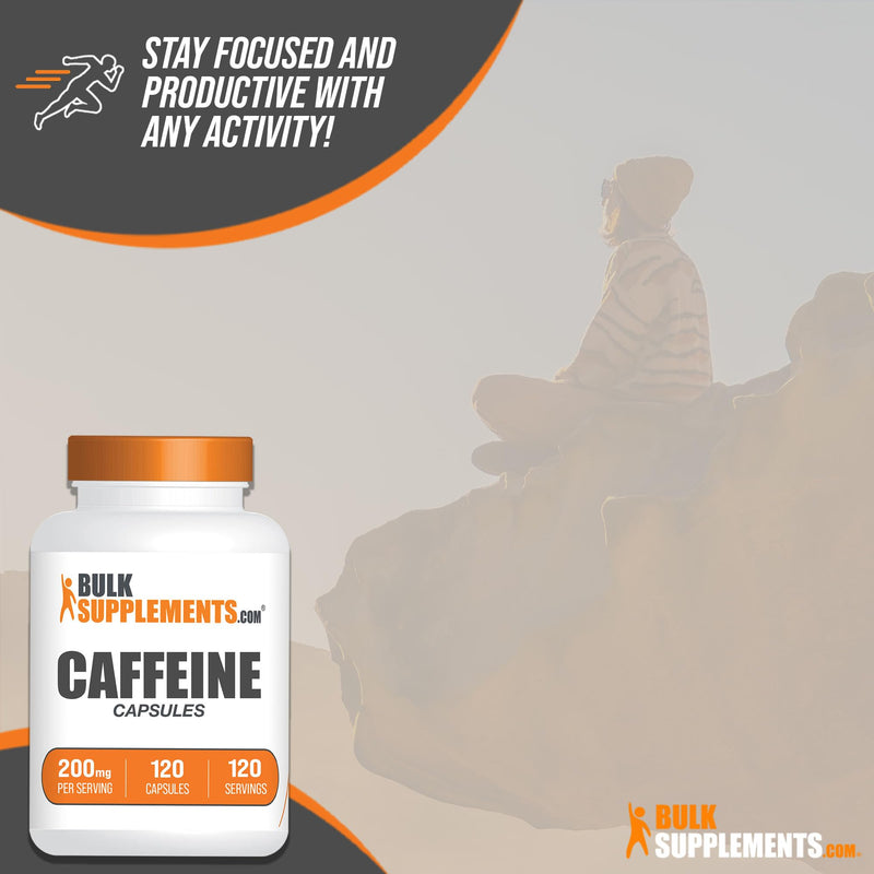 BULKSUPPLEMENTS.COM Caffeine Capsules - Caffeine Supplements, Caffeine Pills 200mg - Caffeine Capsule, Stay Awake Caffeine Pills - 1 Capsule per Servings, 120-Day Supply, 120 Capsules 120 Count (Pack of 1) - BeesActive Australia