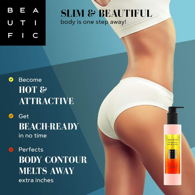 BEAUTIFIC Anti Cellulite Cream | Hot Cream | Workout and Sweat Enhancer | Excess Fluid Drainage Slimming Body Lotion and Cellulite Remover Lotion for Belly, Waist, Arms, Thighs & Butt with Caffeine 6.8 fl oz - BeesActive Australia