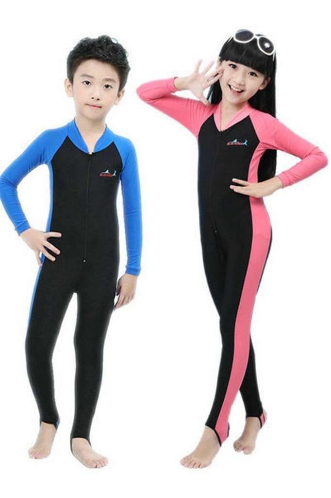 [AUSTRALIA] - Labelar Sun Protection Swimwear Stinger Suit Full Body Swimsuit for Boys and Girls A-blackblue M(for Height 40"-45") 