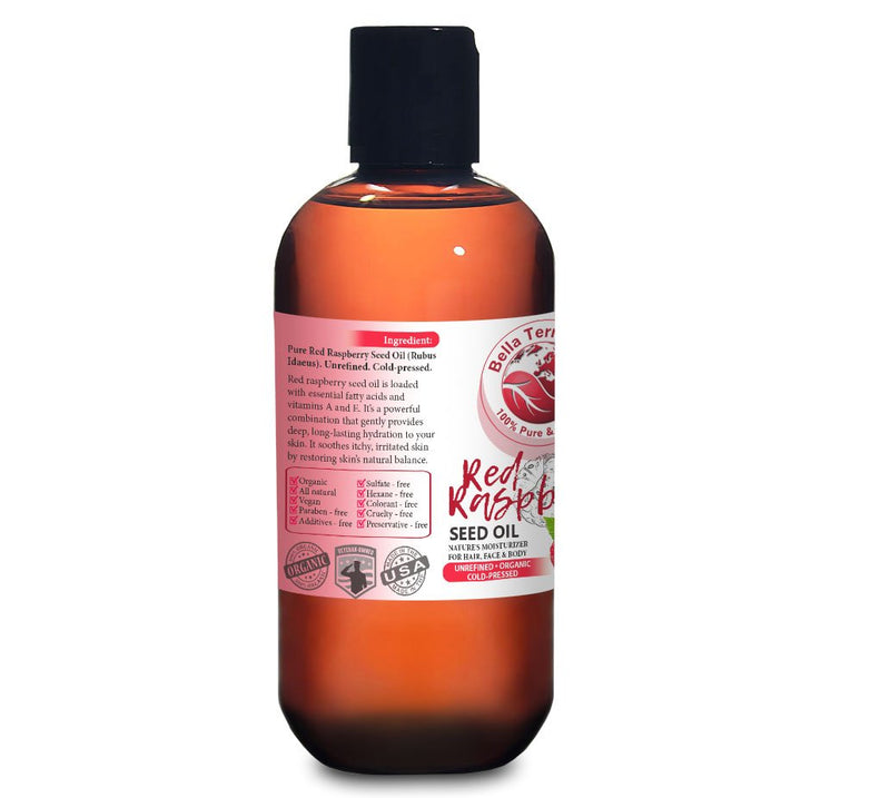 NEW Red Raspberry Seed Carrier Oil. 8oz. Cold-pressed. Unrefined. Organic. 100% Pure. Non-comedogenic. Hexane-free. Repairs Damaged Dry Skin. Natural Moisturizer. For Skin, Hair, Nails, Stretch Marks. - BeesActive Australia
