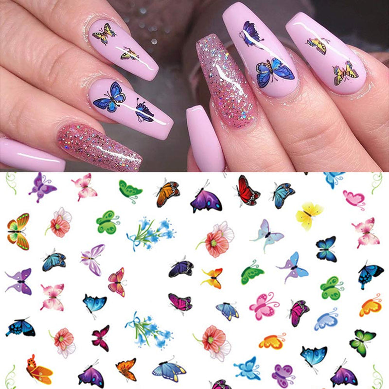 30 pcs Butterfly Nail Art Stickers,Water Transfer Butterfly Nail Decals Manicure Decoration Supply Nail Design Manicure Tips DIY Nail Art Accessories for Women and Girls - BeesActive Australia