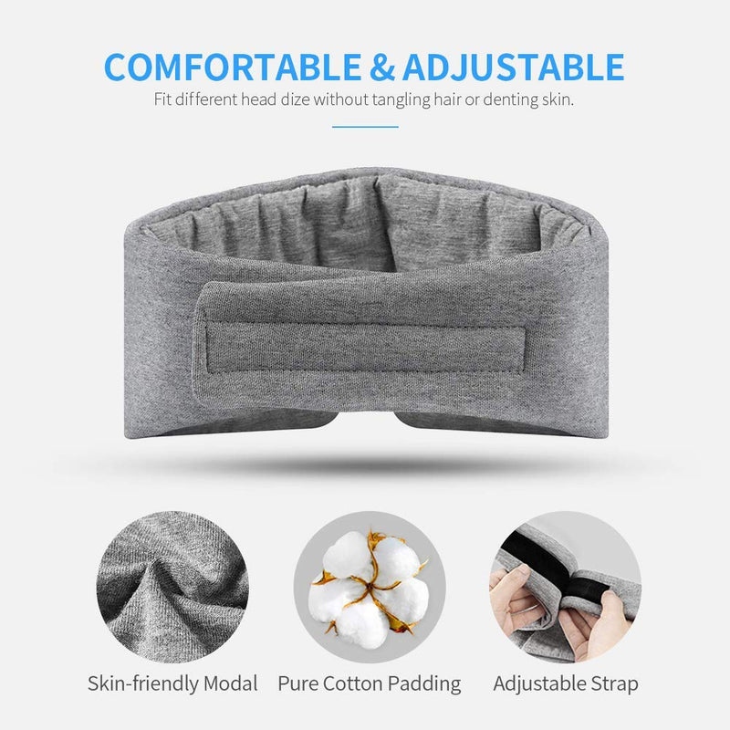 Handmade Cotton Sleep Mask - New Upgrade Light Blocking Sleeping Eye Mask Soft and Comfortable Eye Shape Blinder Blindfold Airplane with Pouch for Nap Sleeping Travel for Women Men Kids(Gray Modal) Original - With Blackout Nose Pads - BeesActive Australia