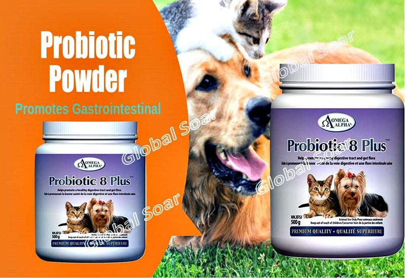 Omega Alpha Pet Probiotic 8 Plus - Probiotics, Enzymes, and Fibre for Better Pet Digestion.-500g - BeesActive Australia