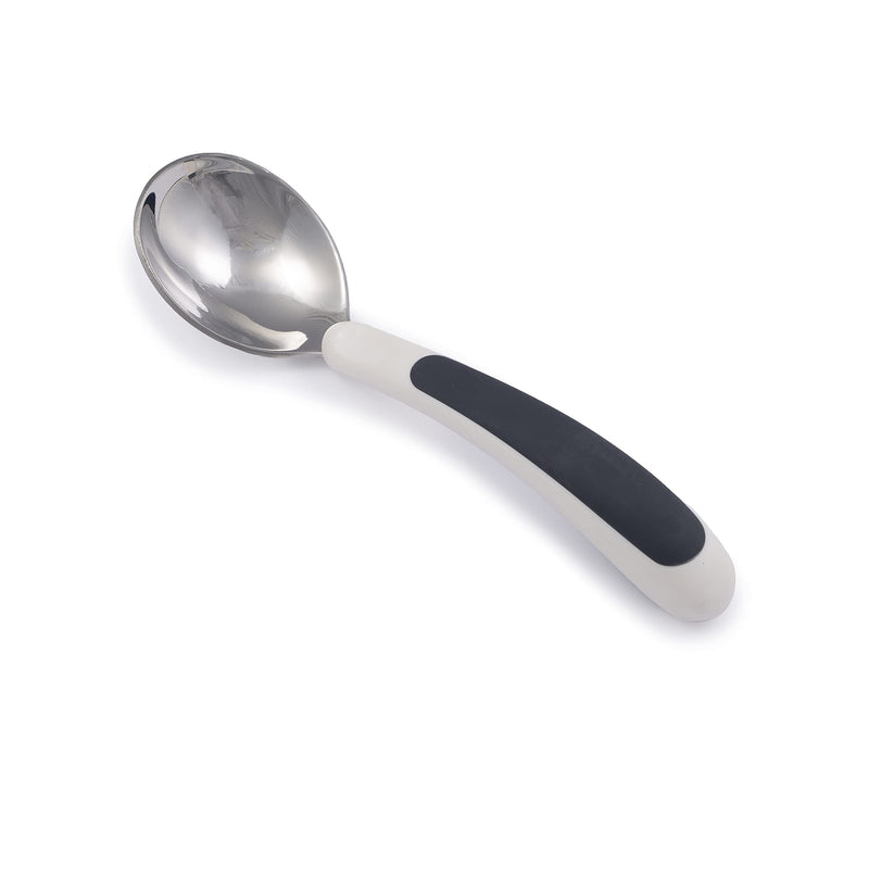 NRS Healthcare Kura Care Easy Grip Adult Teaspoon, White & Black & Kura Care Easy Grip Adult Soup Spoon, White and Black + Spoon - BeesActive Australia