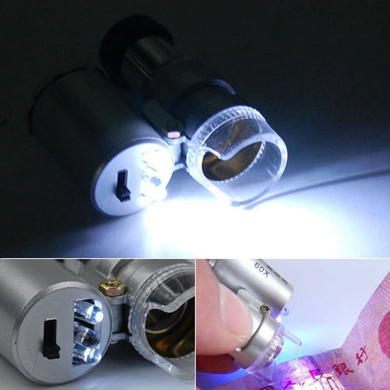 Mini Magnifier 60x Microscope Magnifying with LED UV Light Pocket Magnifier Jeweler Loupe - BeesActive Australia