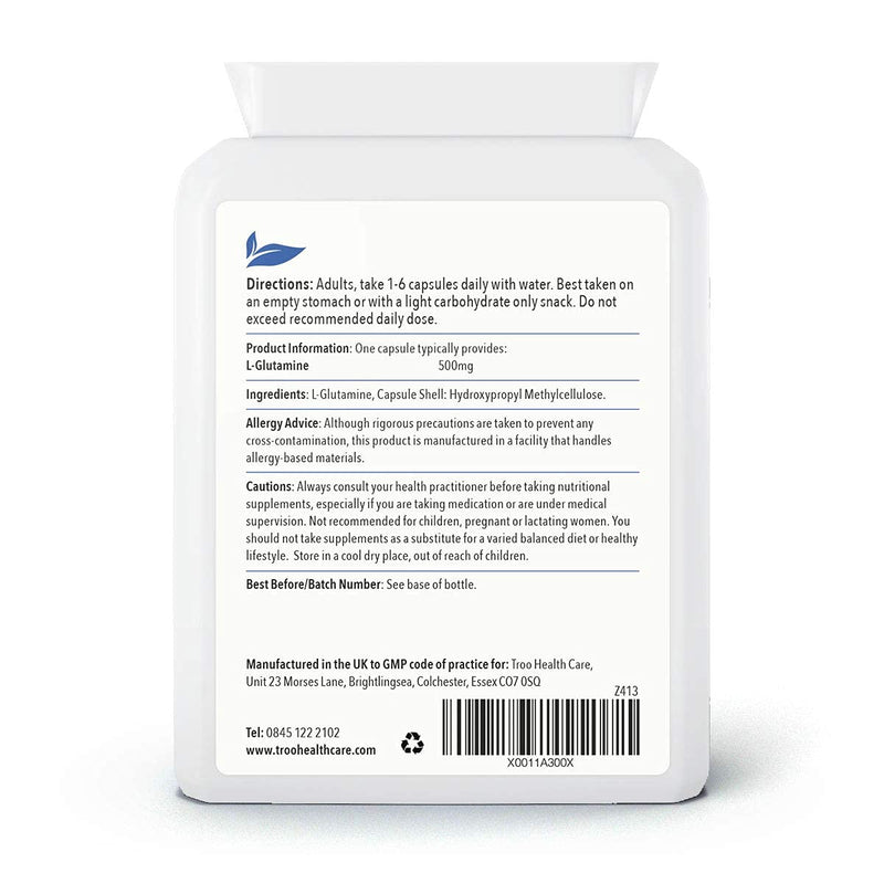 L-Glutamine Supplement (500mg) - 90 High Strength Capsules - Targeted Release Amino Acid Supplement| UK Manufactured to GMP Standards - BeesActive Australia
