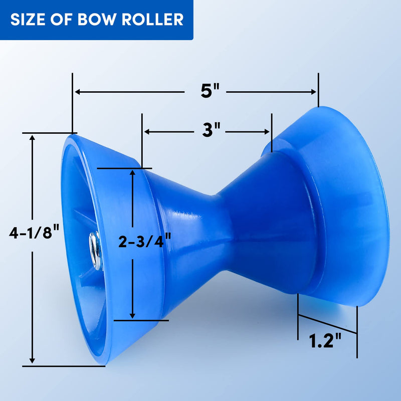 VEITHI Boat Trailer Roller 3inch/4 inch (2 Size), 3-Piece Polyurethane Bow Roller with 1/2" Shaft and with End Bells, Boat Trailer Bow Roller,for Stopping Boat Trailer- (2 Color) 3" Blue - BeesActive Australia