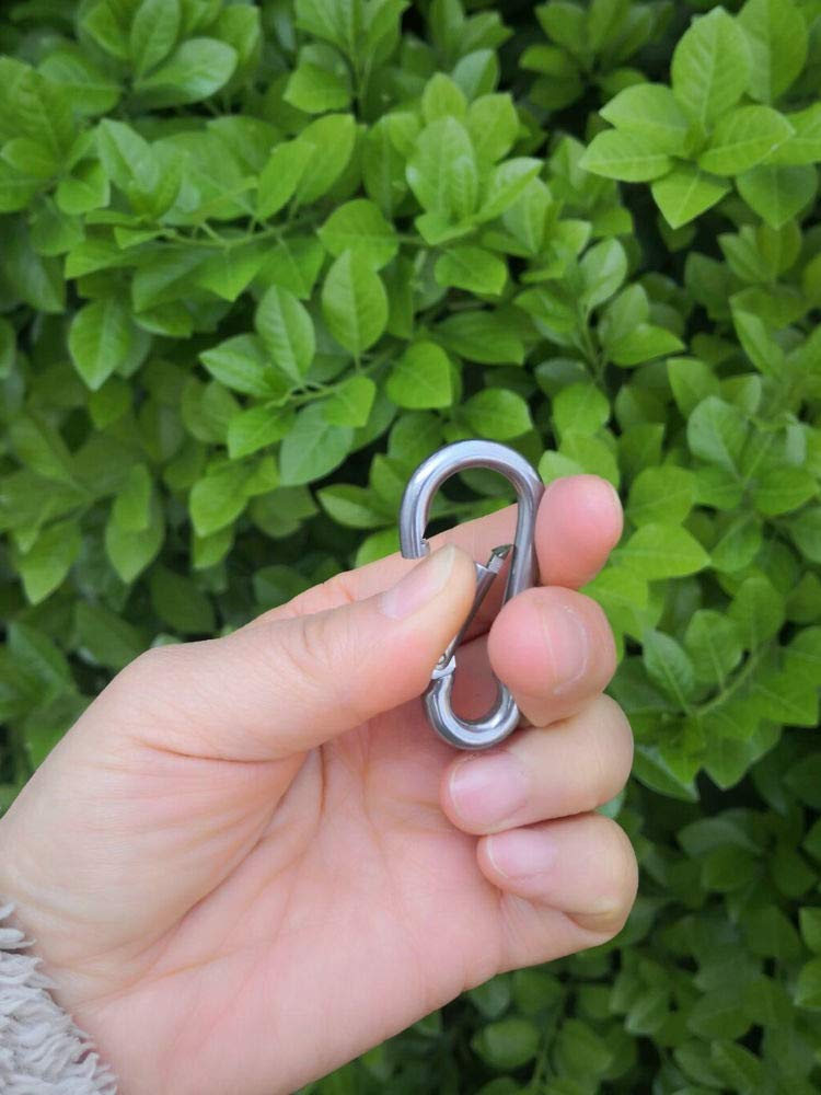 2 Inch Stainless Steel Spring Snap Hook Carabiner 316 Stainless Steel Clips for Keys Swing Set Camping Fishing Hiking Traveling,6PCS - BeesActive Australia