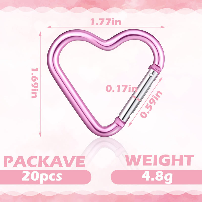 20pcs Heart Shaped Snap Hook Heart Key Ring Keychain Hook Clip Key Holder for Outdoor Traveling Walking Hammock Dog Leash Water Bottles Holder Supplies - BeesActive Australia