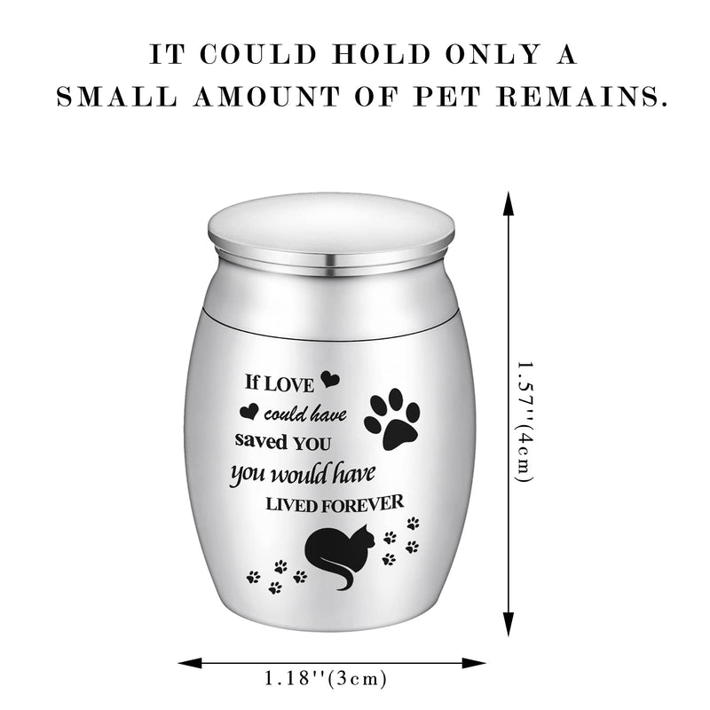 Mini Small Cat Urn for Ashes 1.57 Inches Tiny Cremation Urn for Pet Ashes Mini Cat Paw Keepsake Urn Stainless Steel Small Ashes Urns Mini Small Urn for Cat Ashes Holder S Silver - BeesActive Australia