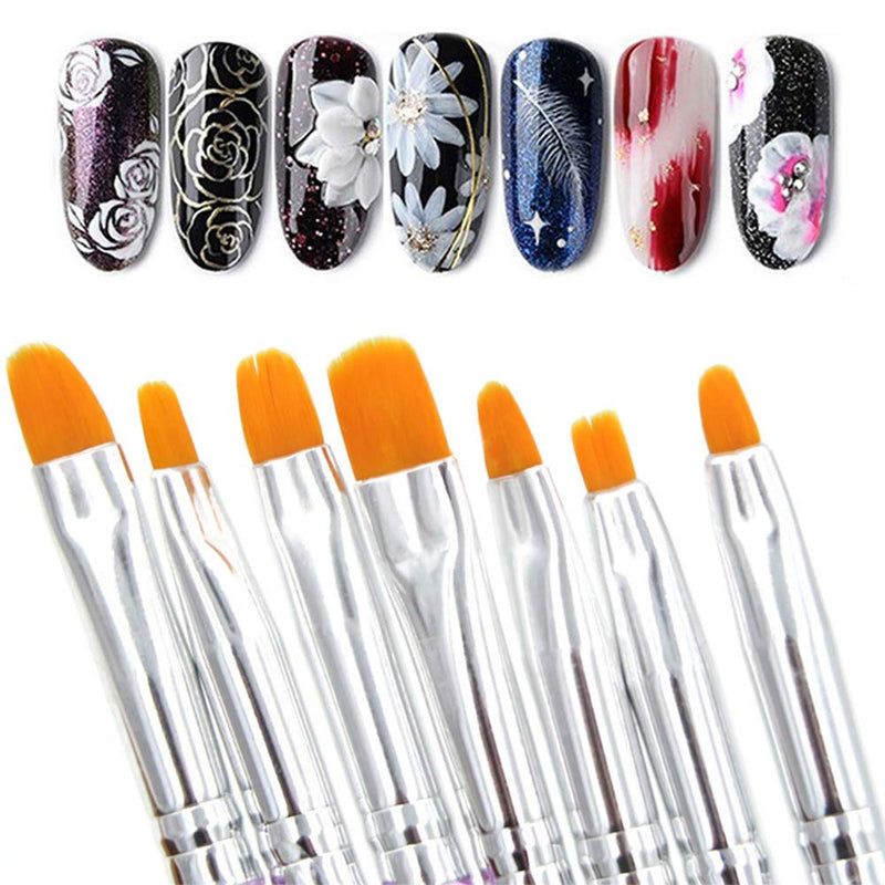 7Pcs UV Gel Nail Brush,KTOMO Acrylic Nail Painting Brushes Extension Gel Brush Nail Art Tips Builder Brush for Home Salon Nail Painting Decorations - BeesActive Australia