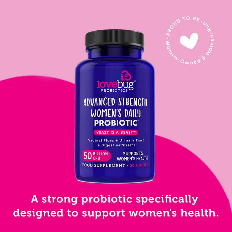 Lovebug Advanced Strength Women�s Probiotic | Clinically Studied Ingredients | Multi-Strain 50 Billion CFU | 30 Capsules 30 Count (Pack of 1) - BeesActive Australia