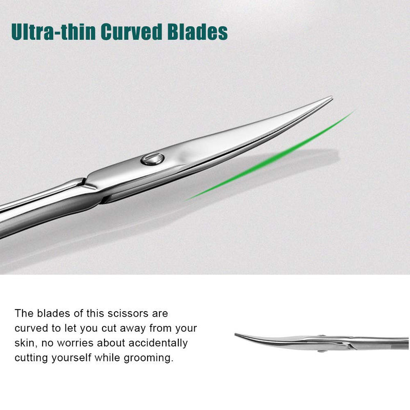 BEZOX Curved Blade Scissors Used as Cuticle Scissors,Nail Scissor or Eyebrow Scissors, Professional Stainless Steel Manicure Scissors for Man and Women - W/ Leather Packing Bag - BeesActive Australia