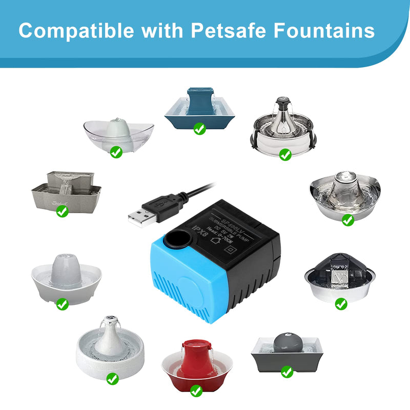 VinDox Replacement Pump for Pet Drinking Fountains- SP-400LV USB Replacement Pump with Adaptor - Compatible with PetSafe Drinkwell Ceramic, Stainless Steel and 360 Dog & Cat Water Dispensers - BeesActive Australia